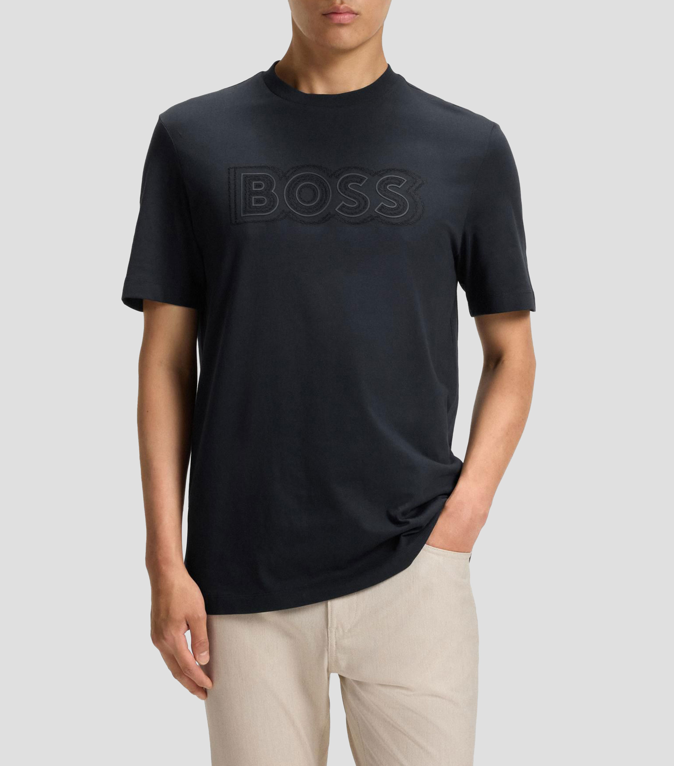Playera de punto de algodón con logo de diseño Hombre